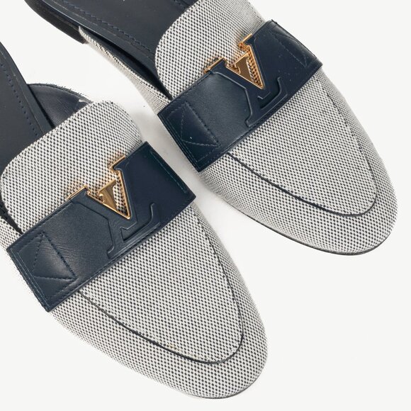 Louis Vuitton LV Mare White & Navy Open Back Loafers - Picture 7 of 11